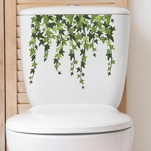 Green Plant Leaf Vine Toilet Sticker Waterproof PVC Ivy Leaves Wall Decal For Bathroom Water Tank Home Decoration DIY Art