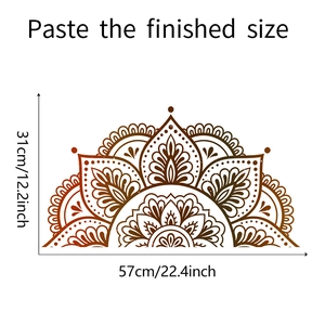 Detailed view of Mandala wall sticker with size dimensions 31x57cm for home decor
