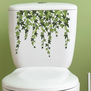 Self-adhesive green hanging ivy leaf vine wall stickers for bathroom toilet decor