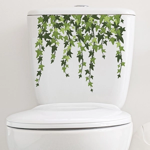 Self-adhesive green ivy vine wall stickers for bathroom and toilet home decoration