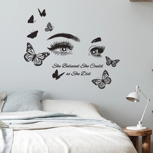 Inspirational butterfly eyes wall sticker She Believed She Could so She Did decor