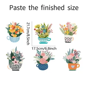 Tabella taglie per sei adesivi da parete tazze con fiori da 17,5x21,7 cm