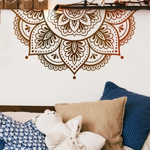 Ethnic brown mandala wall sticker for bedroom headboard home decor self-adhesive