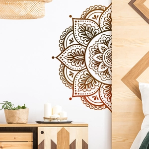 Bohemian brown mandala wall sticker decal for minimalist bedroom and living room decor