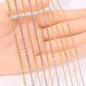 Platte 304 roestvrijstalen kabelkettingen in goud en zilver voor DIY sieraden