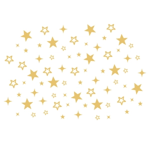 Golden star wall stickers in various sizes and shapes for modern home interior decoration