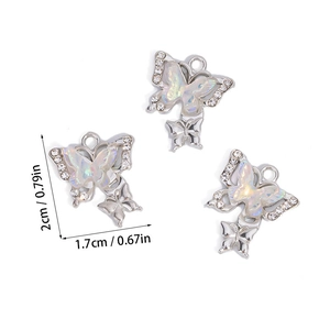 Pendentifs papillons colorés en cristal pour bijoux avec dimensions indiquées