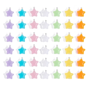 Jelly Color Star Shape Acrylic Resin Pendants For DIY Keychain Jewelry Making Accessories Electroplated Metal Loop Star Charms
