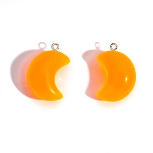 Vibrant jelly orange moon-shaped acrylic pendants for DIY jewelry and keychain making