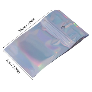 Bolsas holográficas resellables para joyas de 10x7cm con orificio para colgar y autocierre