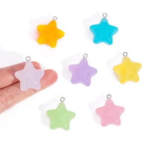 Colorful acrylic star pendant set with jelly colors and silver rings for DIY jewelry