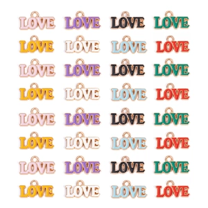 Ciondolo a Forma di Lettera d'Amore in Lega Alfabeto Smaltato Colorato per Creazione Gioielli Accessorio Fai-da-te Bracciale Collana