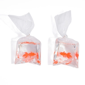 Creative goldfish in water bag earrings made of resin for a unique 3D visual effect