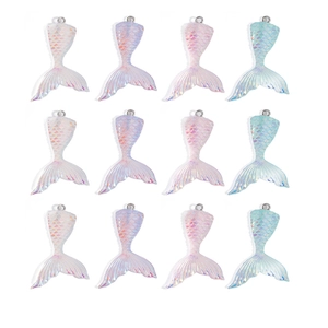 Iridescent Resin Mermaid Tail Pendants Laser Colorful Fish Tail Charms For DIY Jewelry Keychain Making Accessories Women
