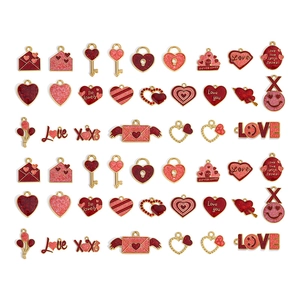 Legierung Emaille Herz Anhänger Glitzer DIY Schmuckherstellung Charms Für Armband Halskette Valentinstag Romantische Serie Zubehör