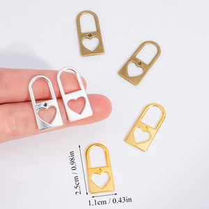 Pendentifs cadenas coeur évidé en argent or et bronze pour création de bijoux DIY