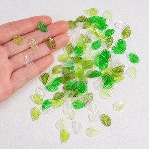 Ciondoli a foglia in acrilico verde per gioielli fai-da-te con venature reali
