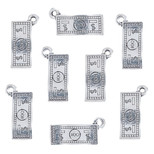 Retro silver metal dollar sign pendants with 100 mark for DIY jewelry making