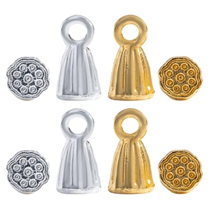 Mini lotus seed pod pendants in gold and silver finish for DIY jewelry making and crafts