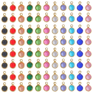 Round Rhinestone Alloy Pendant Charms Glass Crystal Faceted For Jewelry Making DIY Earrings Necklace Bracelet Finding Accessory