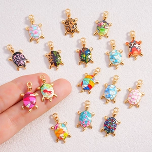 Colorful enamel sea turtle charms made of alloy for DIY jewelry necklace and bracelet