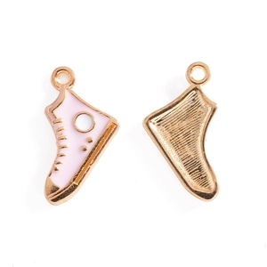 Pendentif chaussure en toile rose en alliage or KC pour bricolage de bijoux et colliers