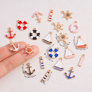 Assorted nautical alloy charms with colorful drip oil finish for DIY jewelry making