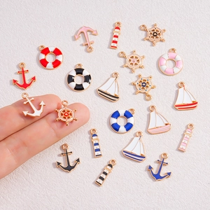 DIY colorful nautical enamel charms set with anchors and sailboats for jewelry making