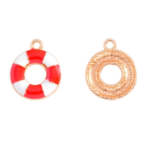 DIY colorful alloy lifebuoy charm pendant for marine themed nautical jewelry making