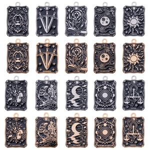 Vintage Tarotkarten Legierung Anhänger Dunkel Punk Zauberer Emaille Charms Für DIY Halskette Armband Herstellung Schmuckzubehör Unisex