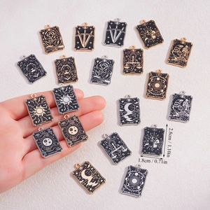 Gotische Tarot-Emaille-Anhänger in Gold und Silber für DIY-Schmuckherstellung Zubehör