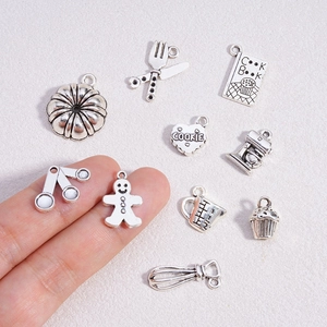 Set de 10 dijes de repostería en plata antigua para creación de joyas y manualidades DIY