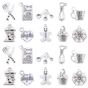Amuleto de Tema de Repostería de Aleación de Plata Antigua Joyería DIY Mezclador de Pasteles Libro de Cocina Colgantes para Pulsera