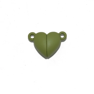 Chiusura magnetica a cuore verde oliva con anelli laterali per creazione di gioielli