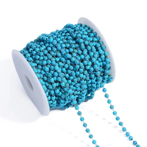 4mm Blue turquoise bead chain on roll for DIY handmade jewelry and apparel accessories
