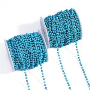 DIY 4mm Turquoise Beaded Chain For Jewelry Making Handmade Metal Link Craft Supplies Accessories White K KC Gold