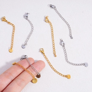 Stainless steel necklace extender chains with lobster clasps in gold and silver finish
