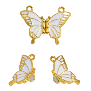 Schmetterling-Magnetverschluss in Weiß und Gold für DIY-Schmuck und Halskettenmontage