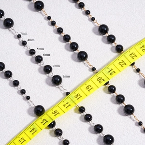 DIY black pearl bead chains in 3mm to 8mm sizes with gold and silver links