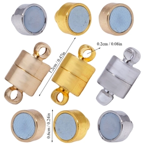 Cylindrical magnetic jewelry clasps in gold and silver finish for DIY necklace making