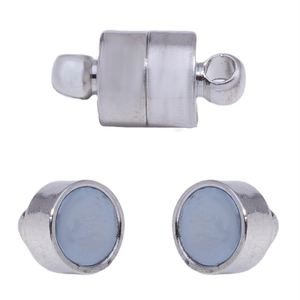Polished silver cylindrical magnetic jewelry clasps for DIY necklace and bracelet crafting