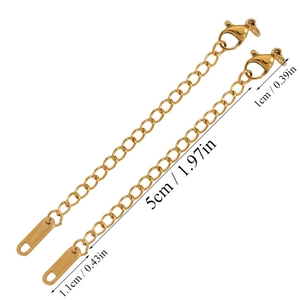 5cm stainless steel extender chain with lobster clasp and teardrop tag in gold finish