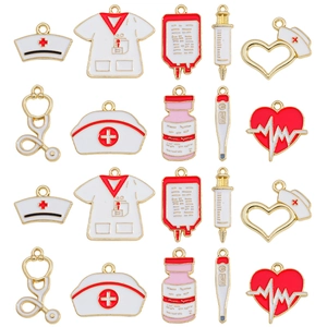 Set dettagliato di ciondoli medici in smalto per la creazione di gioielli e artigianato