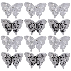 Zinc Alloy 3D Butterfly Charms Metal Jewelry Accessories Electroplated Silver Butterfly Pendants For DIY Bracelet Hair Pin