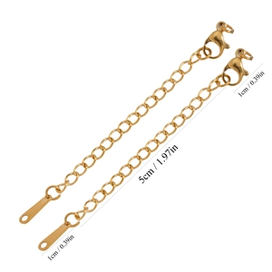 5cm gold stainless steel extension chain with lobster clasp for necklaces and bracelets