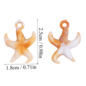 Dettagli dimensionali dei ciondoli a forma di stella marina in acrilico per gioielli fai da te