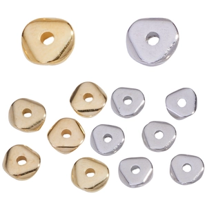 Polished gold and silver triangle spacer beads for DIY jewelry making and necklace crafts