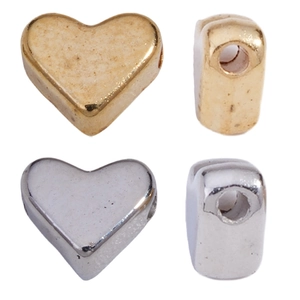 DIY heart-shaped CCB loose spacer beads in gold and silver for jewelry making