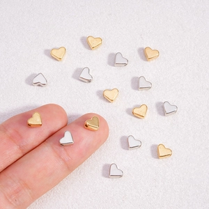 Gold and silver heart-shaped CCB beads for DIY jewelry making, 6mm spacers