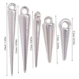 Silver spike cone pendants in five sizes for DIY punk jewelry making projects